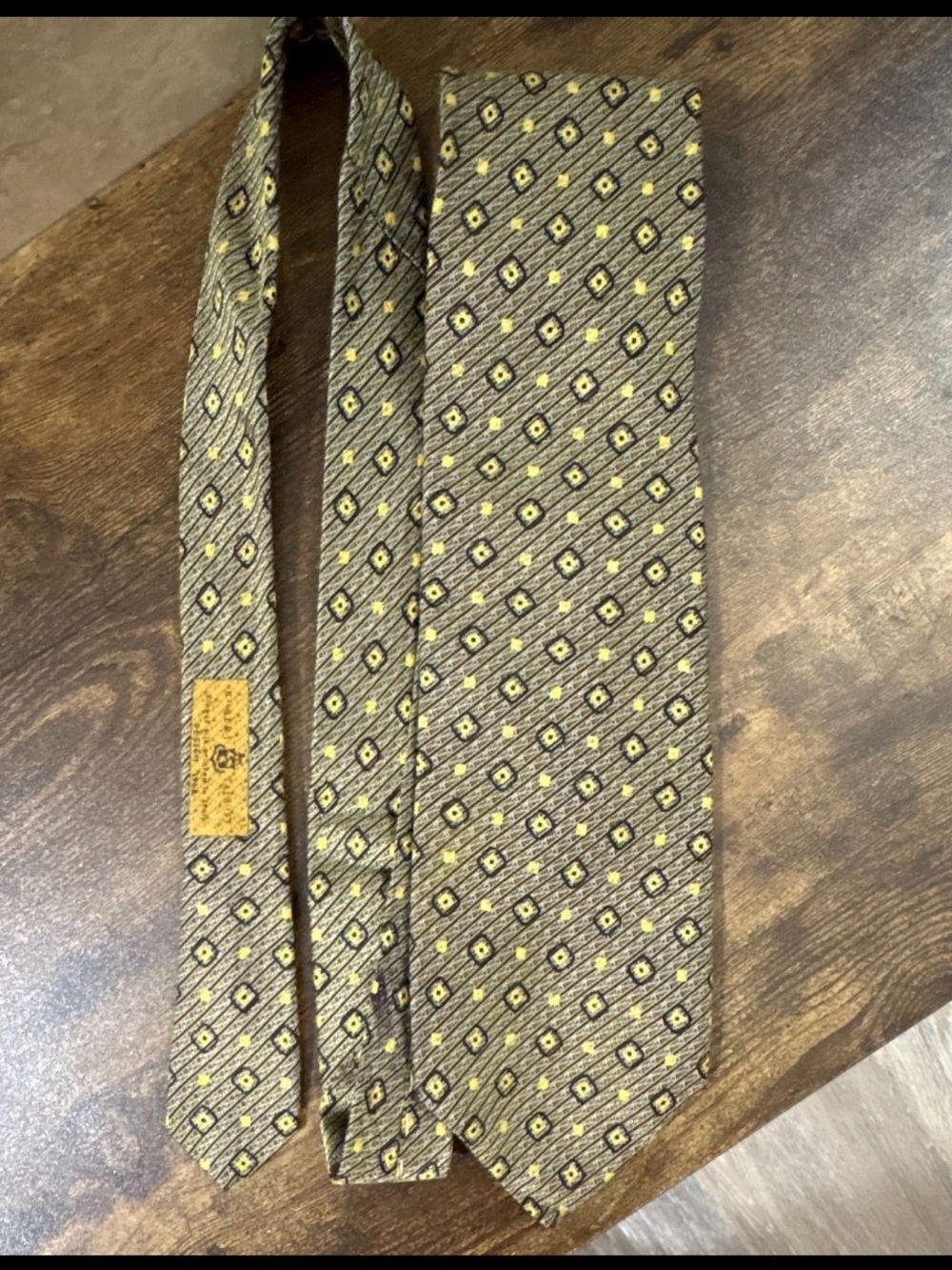 Robert Talbott Brown and Yellow Geometric Silk Tie